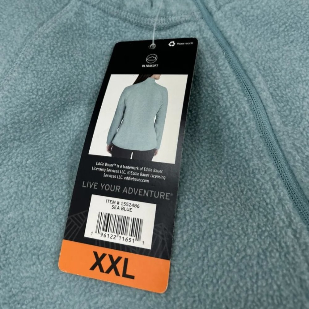 New! Eddie Bauer Ladies' Quarter Zip Pullover Ultrasoft Long Sleeve Sea Blue XXL - Picture 5 of 5